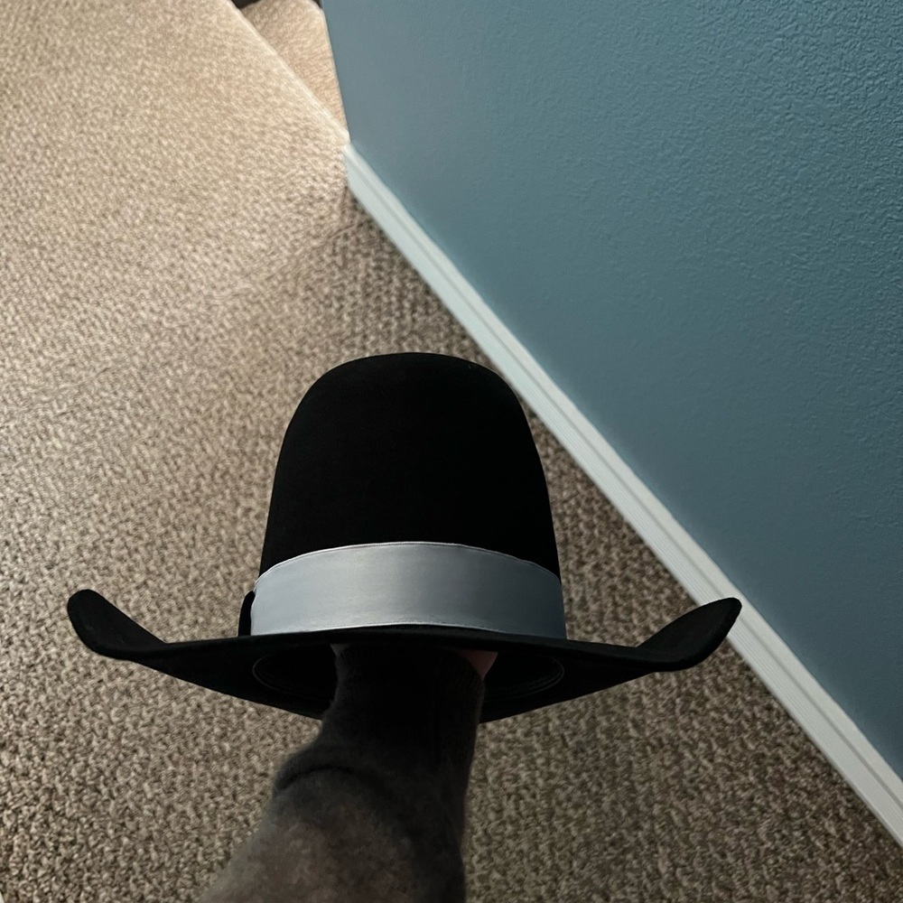 Black Western Hat with Gray Band and Wide Brim